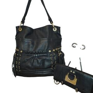 b. Makowsky Leather Bag & Wallet Set